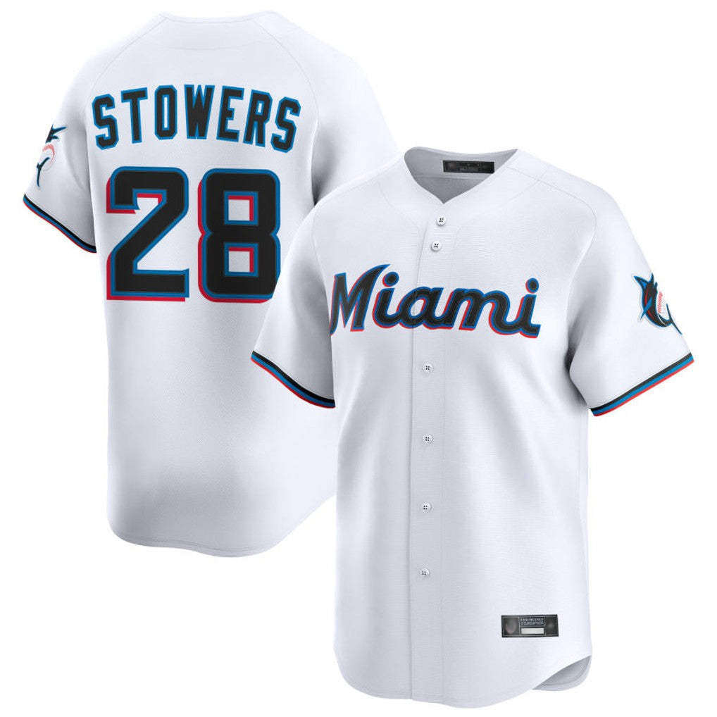 MATTH M.Marlins #28 Kyle Stowers Player White  Home Limited Stitched Jerseys