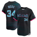 MATTH M.Marlins #34 Liam Hicks Player Black City Connect Home Limited Stitched Jerseys