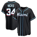 MATTH M.Marlins #34 Liam Hicks Player Black Fashion Out Home Game Stitched Jerseys