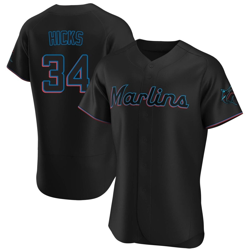MATTH M.Marlins #34 Liam Hicks Player Black Home Limited Elite Stitched Jerseys