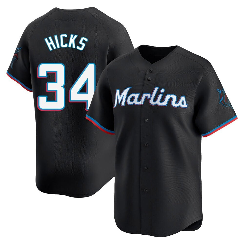 MATTH M.Marlins #34 Liam Hicks Player Black Home Limited Stitched Jerseys