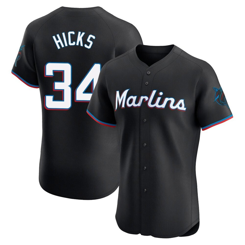 MATTH M.Marlins #34 Liam Hicks Player Black Vapor Home Limited Elite Stitched Jerseys