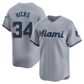 MATTH M.Marlins #34 Liam Hicks Player Gray Home Limited Stitched Jerseys