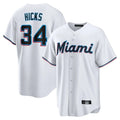 MATTH M.Marlins #34 Liam Hicks Player White  Home Game Stitched Jerseys