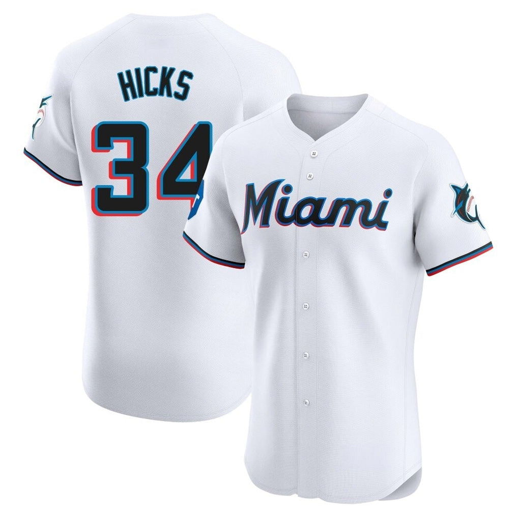 MATTH M.Marlins #34 Liam Hicks Player White  Home Limited Elite Stitched Jerseys