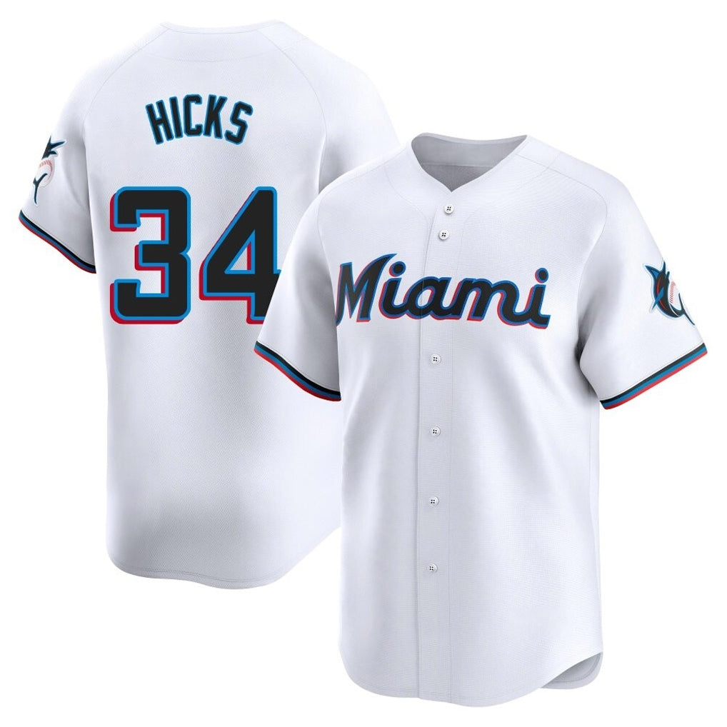 MATTH M.Marlins #34 Liam Hicks Player White  Home Limited Stitched Jerseys
