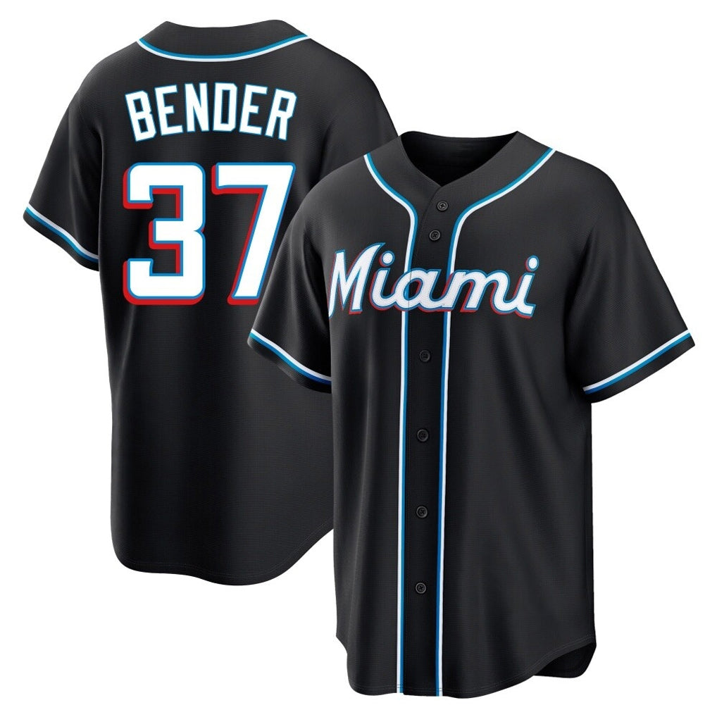 MATTH M.Marlins #37 Anthony Bender Player Black Fashion Out Home Game Stitched Jerseys