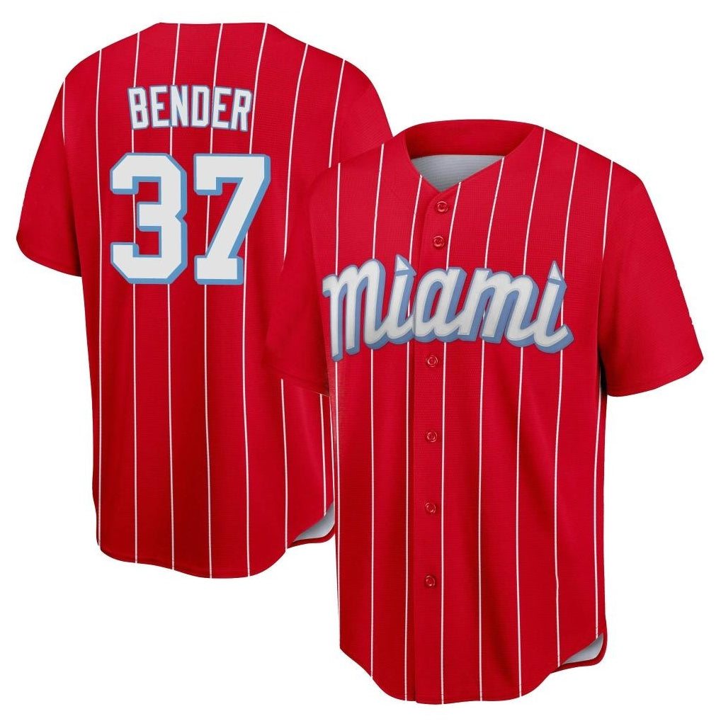 MATTH M.Marlins #37 Anthony Bender Player Red City Connect Home Game Stitched Jerseys