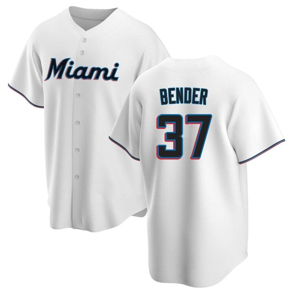 MATTH M.Marlins #37 Anthony Bender Player White  Home Game Stitched Jerseys