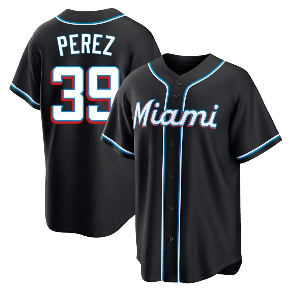 MATTH M.Marlins #39 Eury Perez Player Black Fashion Out Home Game Stitched Jerseys