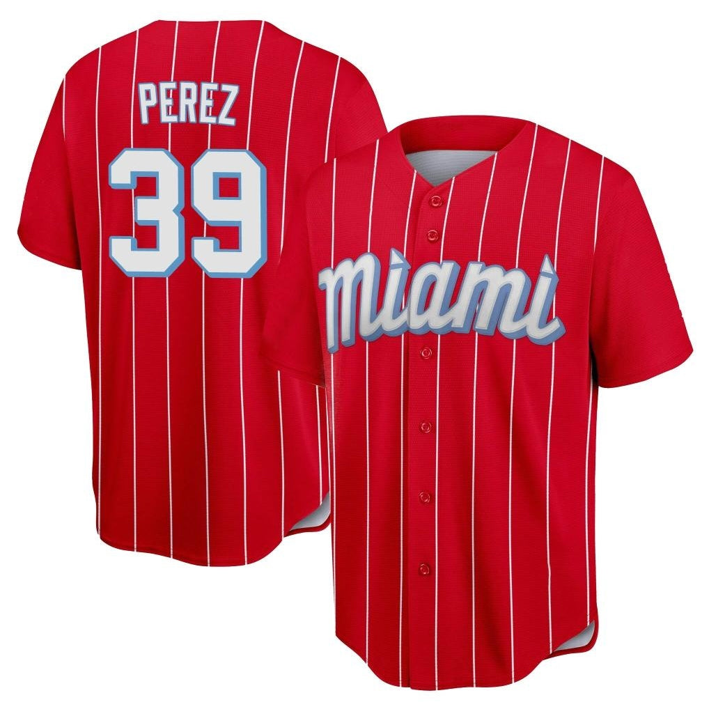 MATTH M.Marlins #39 Eury Perez Player Red City Connect Home Game Stitched Jerseys