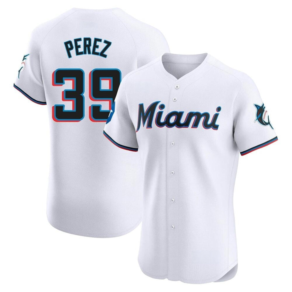 MATTH M.Marlins #39 Eury Perez Player White  Home Limited Elite Stitched Jerseys