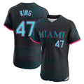 MATTH M.Marlins #47 John King Player Black City Connect Home Limited Elite Stitched Jerseys