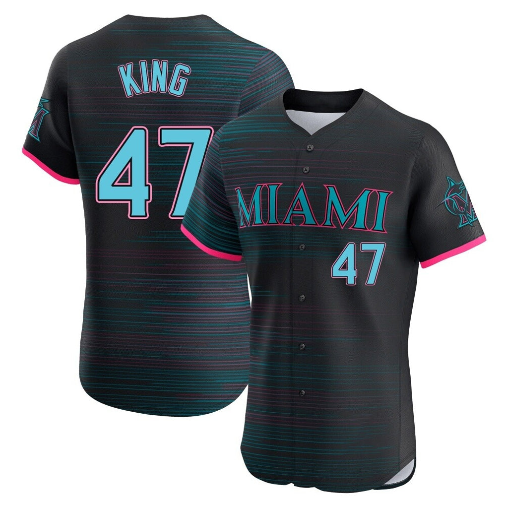 MATTH M.Marlins #47 John King Player Black City Connect Home Limited Elite Stitched Jerseys