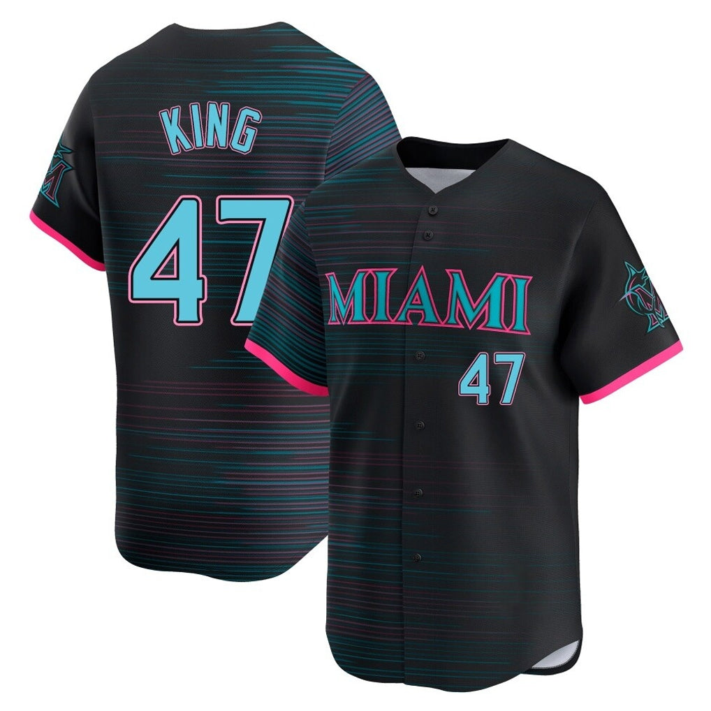 MATTH M.Marlins #47 John King Player Black City Connect Home Limited Stitched Jerseys