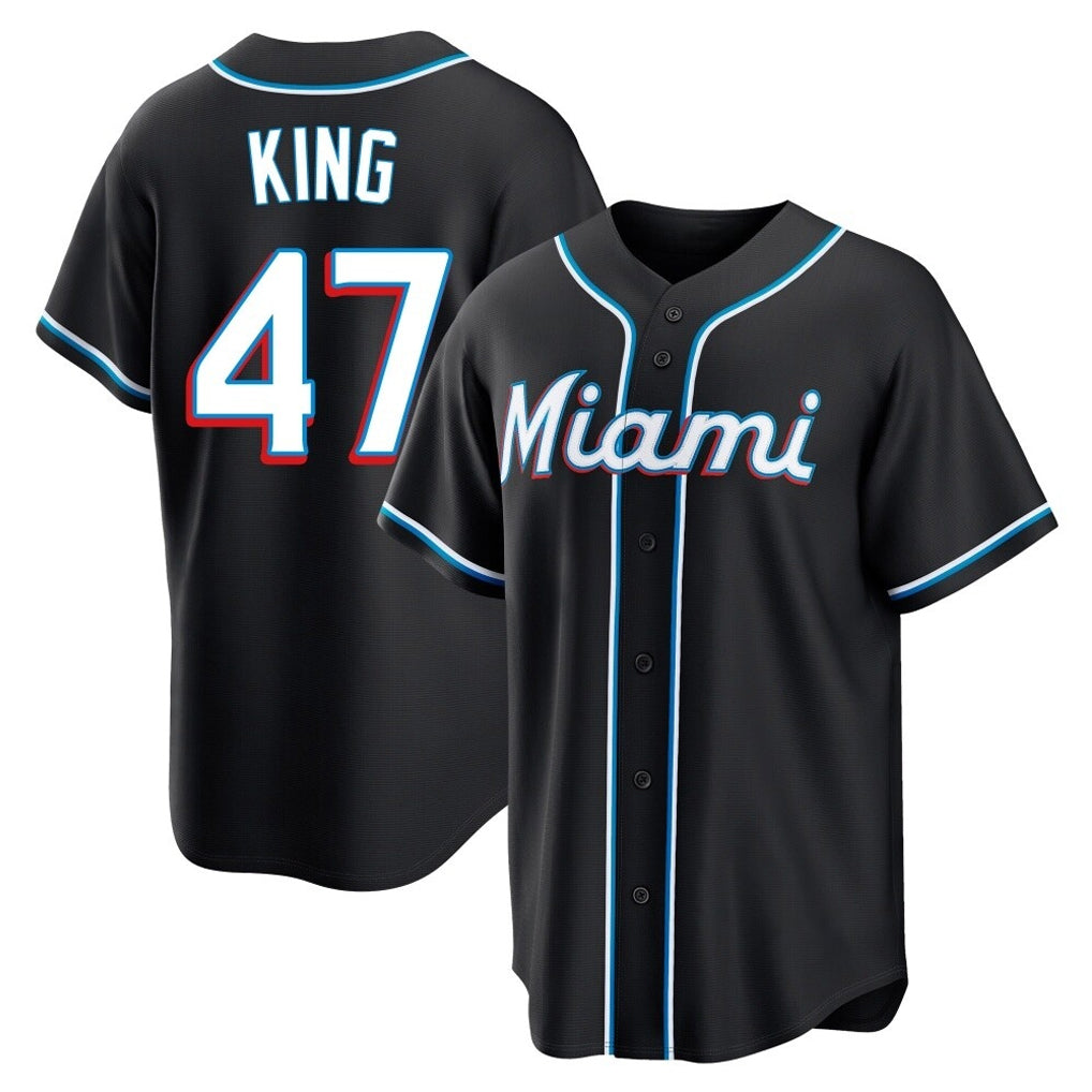 MATTH M.Marlins #47 John King Player Black Fashion Out Home Game Stitched Jerseys