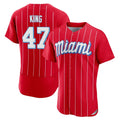 MATTH M.Marlins #47 John King Player Red City Connect Home Limited Elite Stitched Jerseys