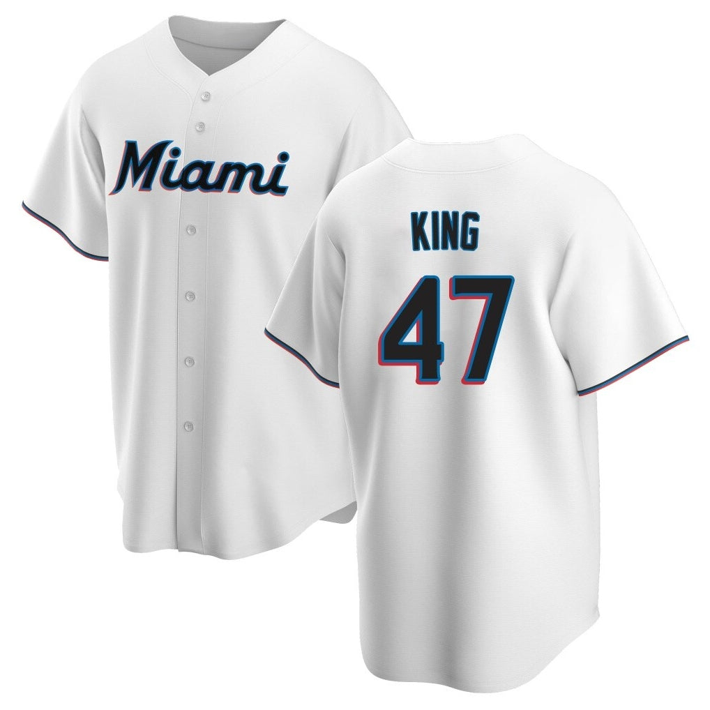 MATTH M.Marlins #47 John King Player White  Home Game Stitched Jerseys