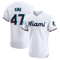MATTH M.Marlins #47 John King Player White  Home Limited Elite Stitched Jerseys