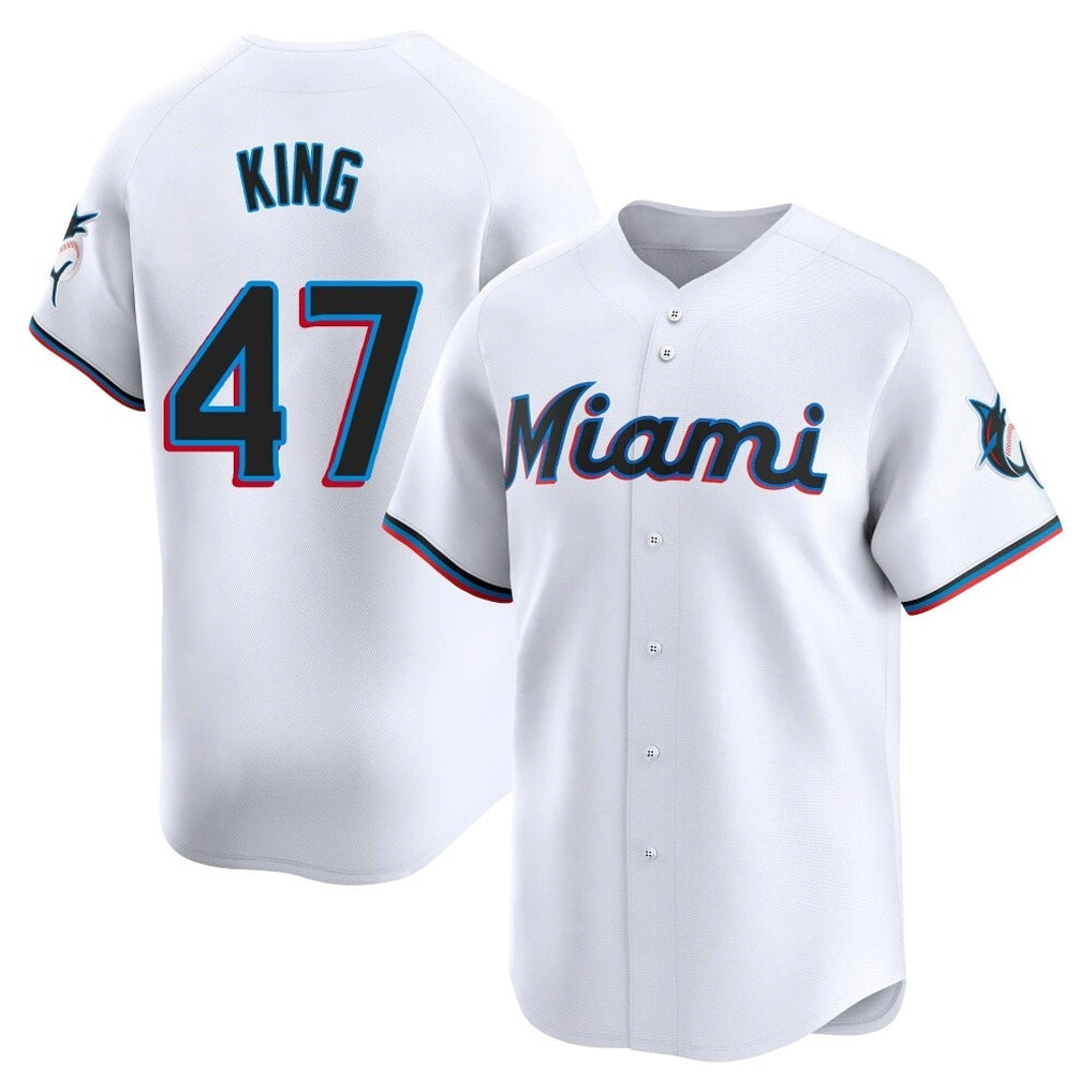 MATTH M.Marlins #47 John King Player White  Home Limited Stitched Jerseys