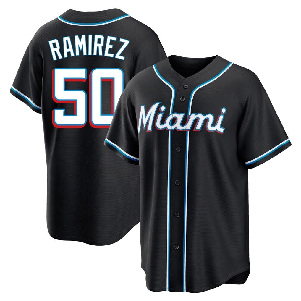 MATTH M.Marlins #50 Agustin Ramirez Player Black Fashion Out Home Game Stitched Jerseys