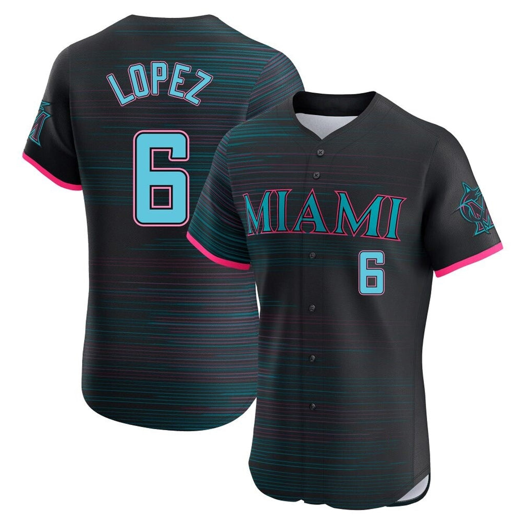 MATTH M.Marlins #6 Otto Lopez Player Black City Connect Home Limited Elite Stitched Jerseys