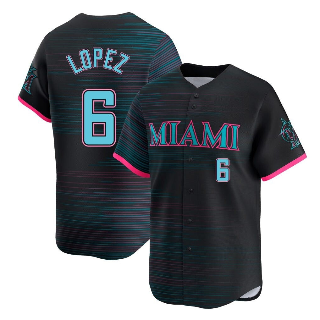 MATTH M.Marlins #6 Otto Lopez Player Black City Connect Home Limited Stitched Jerseys