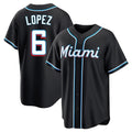 MATTH M.Marlins #6 Otto Lopez Player Black Fashion Out Home Game Stitched Jerseys