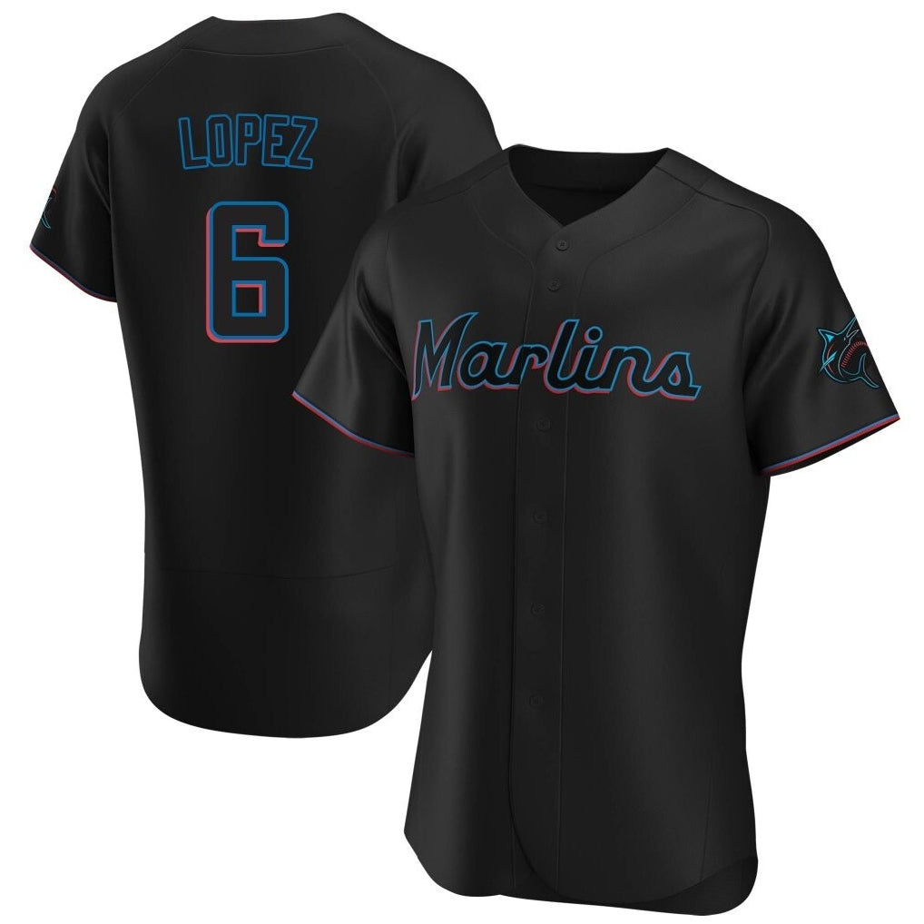 MATTH M.Marlins #6 Otto Lopez Player Black Home Limited Elite Stitched Jerseys