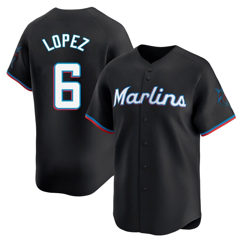 MATTH M.Marlins #6 Otto Lopez Player Black  Home Limited Stitched Jerseys