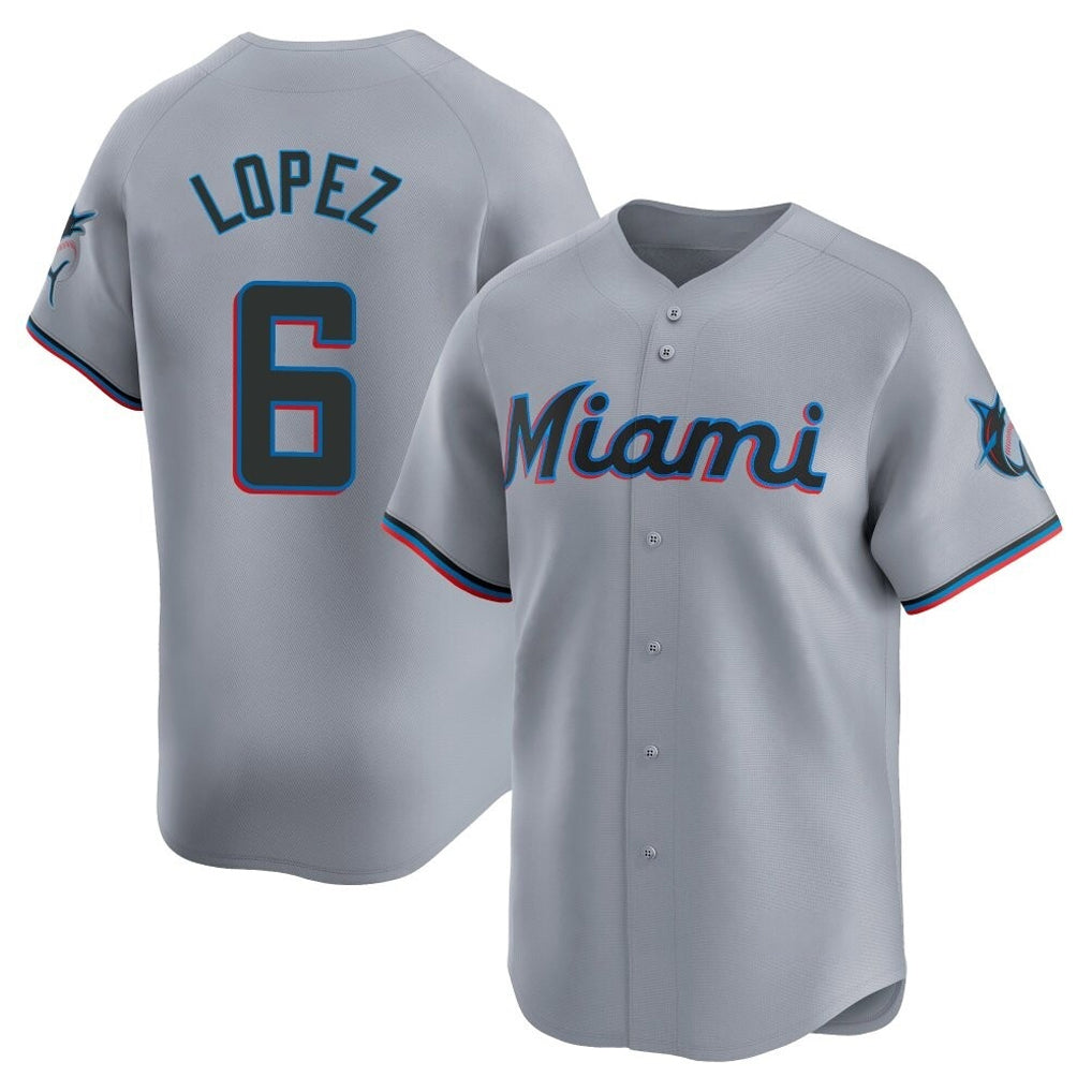 MATTH M.Marlins #6 Otto Lopez Player Gray Home Limited Stitched Jerseys