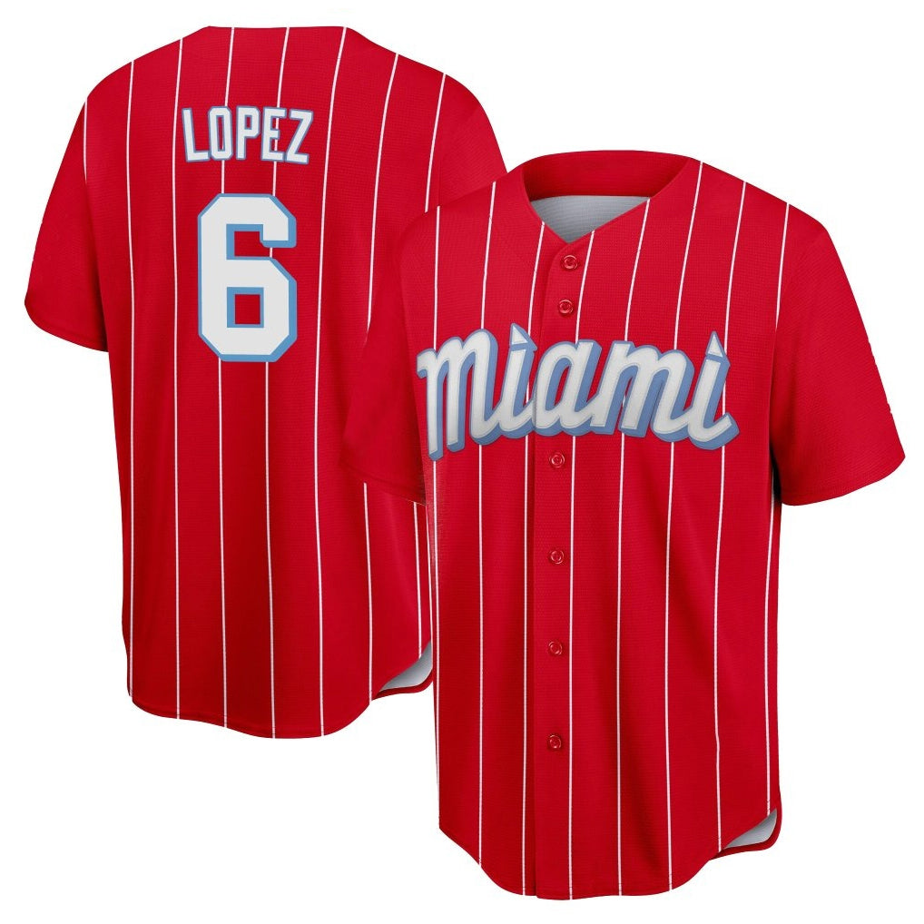 MATTH M.Marlins #6 Otto Lopez Player Red City Connect Home Game Stitched Jerseys