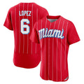 MATTH M.Marlins #6 Otto Lopez Player Red City Connect Home Limited Elite Stitched Jerseys
