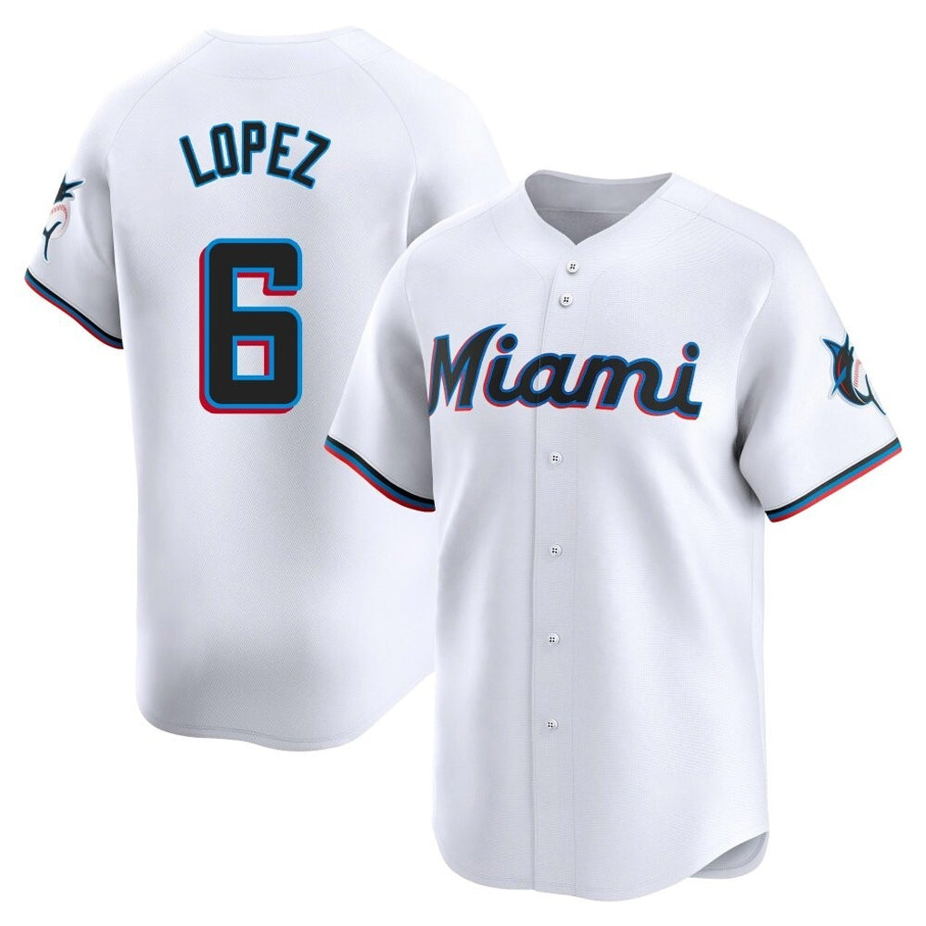 MATTH M.Marlins #6 Otto Lopez Player White  Home Limited Stitched Jerseys