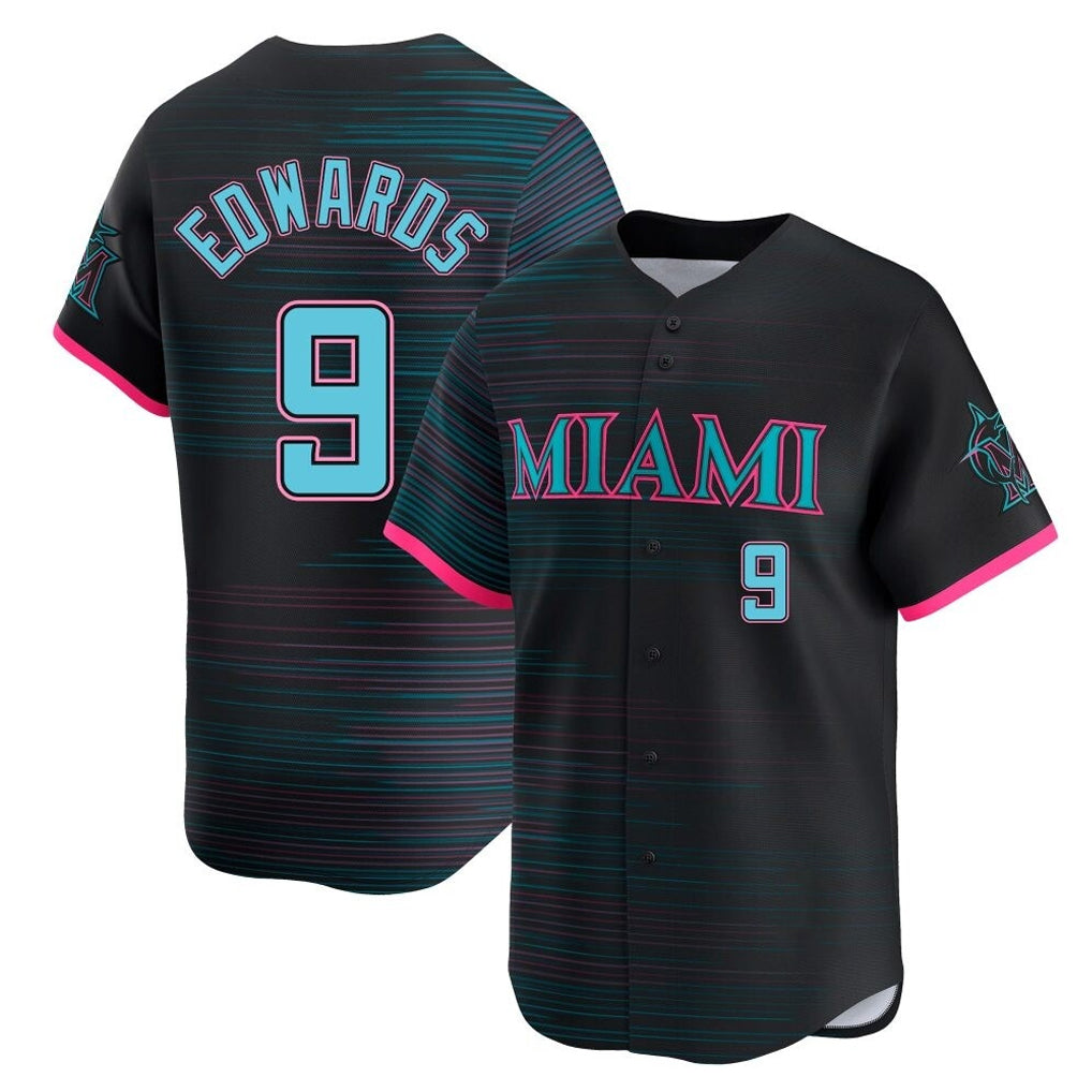 MATTH M.Marlins #9 Xavier Edwards Player Black City Connect Home Limited Stitched Jerseys