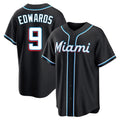 MATTH M.Marlins #9 Xavier Edwards Player Black Fashion Out Home Game Stitched Jerseys