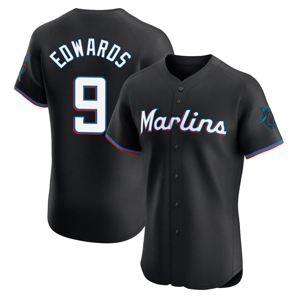 MATTH M.Marlins #9 Xavier Edwards Player Black Vapor Home Limited Elite Stitched Jerseys