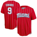 MATTH M.Marlins #9 Xavier Edwards Player Red City Connect Home Game Stitched Jerseys