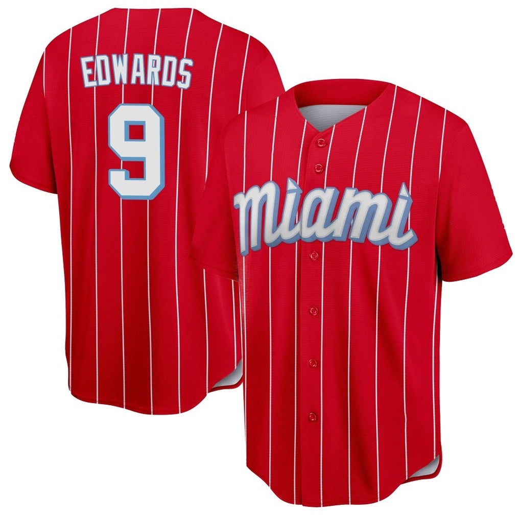 MATTH M.Marlins #9 Xavier Edwards Player Red City Connect Home Game Stitched Jerseys