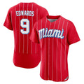 MATTH M.Marlins #9 Xavier Edwards Player Red City Connect Home Limited Elite Stitched Jerseys