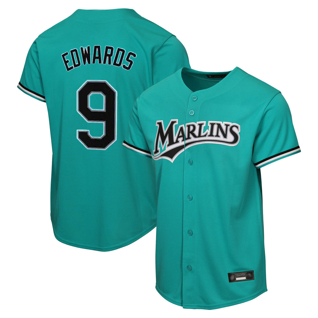 MATTH M.Marlins #9 Xavier Edwards Player Teal Home Game Stitched Jerseys