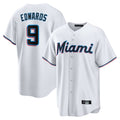 MATTH M.Marlins #9 Xavier Edwards Player White  Home Game Stitched Jerseys