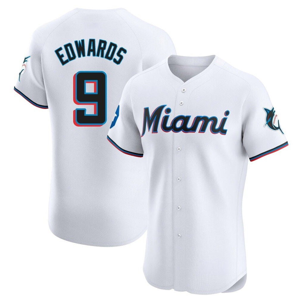 MATTH M.Marlins #9 Xavier Edwards Player White  Home Limited Elite Stitched Jerseys