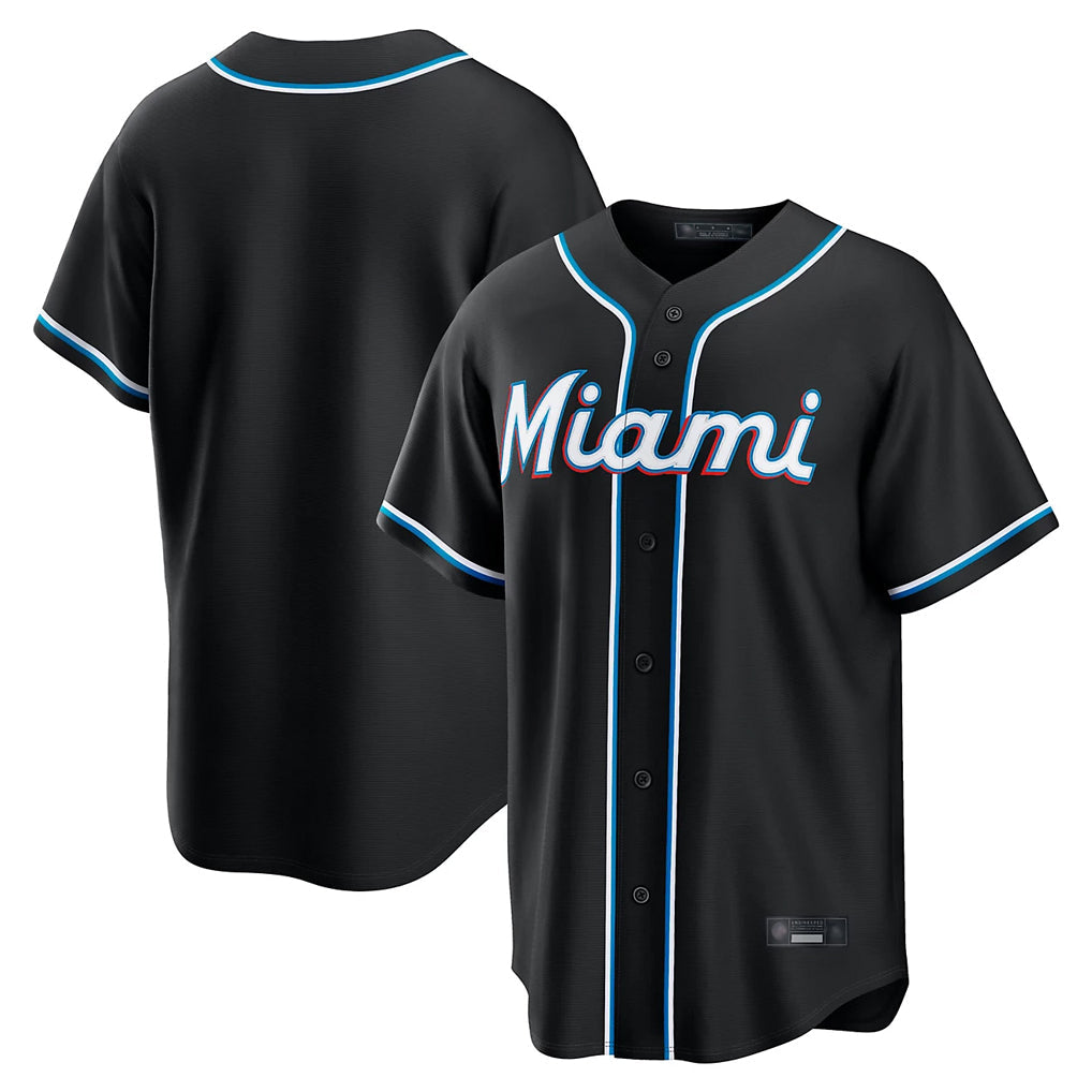 MATTH M.Marlins Blank Player Black Fashion Out Home Game Stitched Jerseys