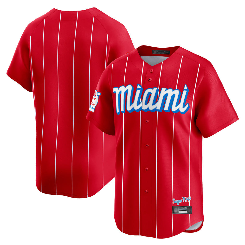 MATTH M.Marlins Blank Player Red City Connect Home Game Stitched Jerseys