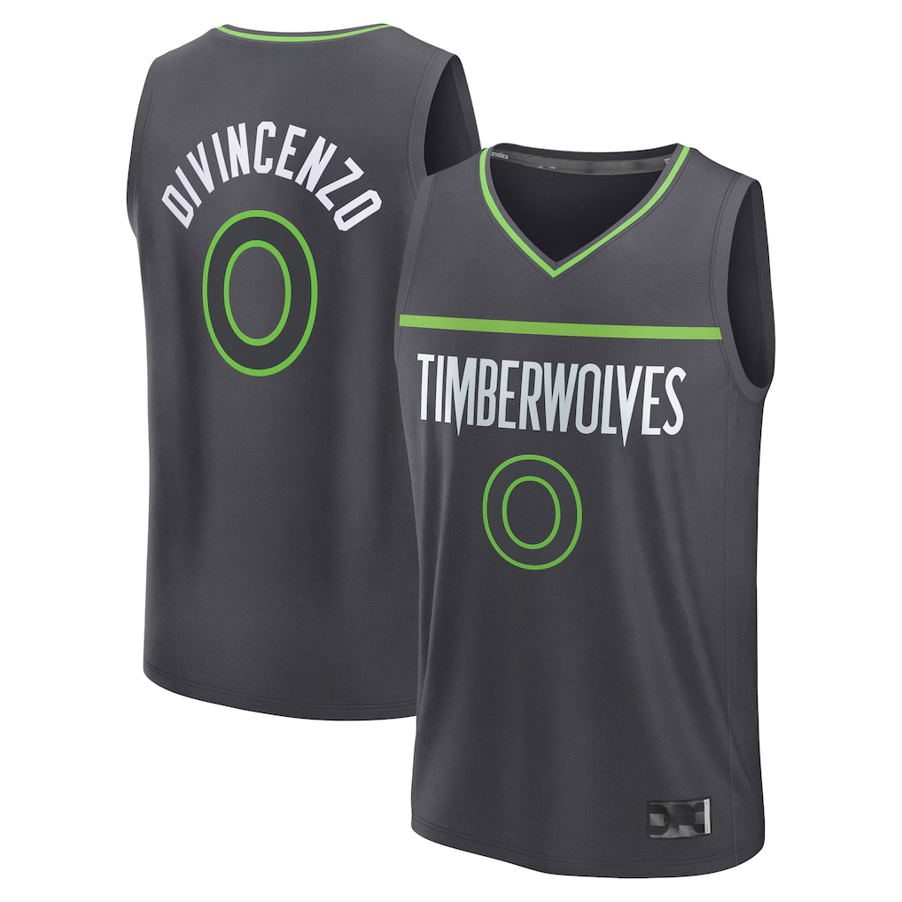 MATTH M.Timberwolves #0 Donte DiVincenzo Charcoal Fast Break Replica Player Stitched Jerseys - Statement Edition