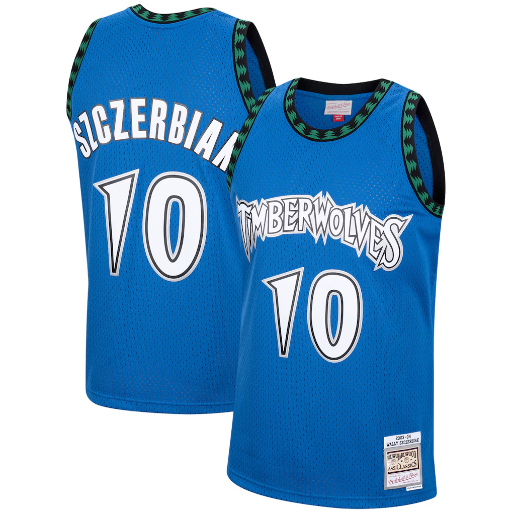 MATTH M.Timberwolves #10 Wally Szczerbiak Mitchell & Ness Blue 2003-2004 Hardwood Classics Swingman Stitched Jerseys