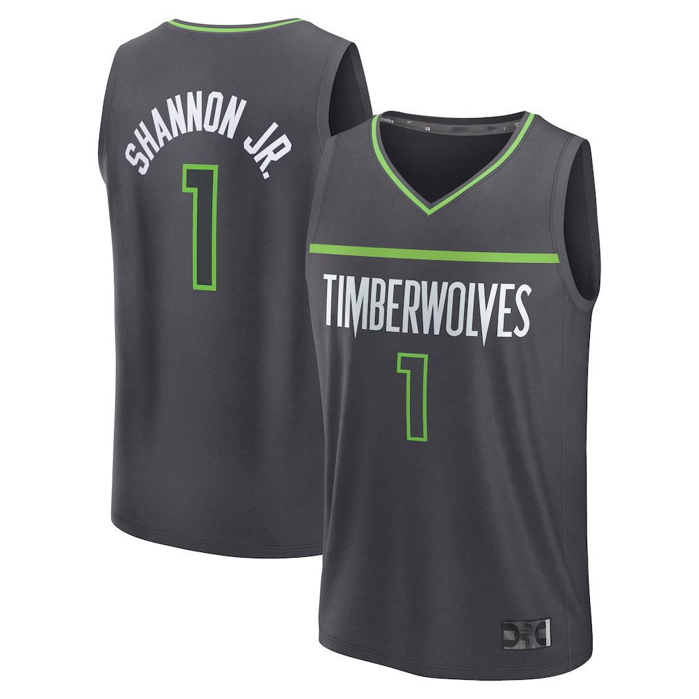 MATTH M.Timberwolves #1 Terrence Shannon Jr. Anthracite Fast Break Replica Stitched Jerseys - Statement Edition