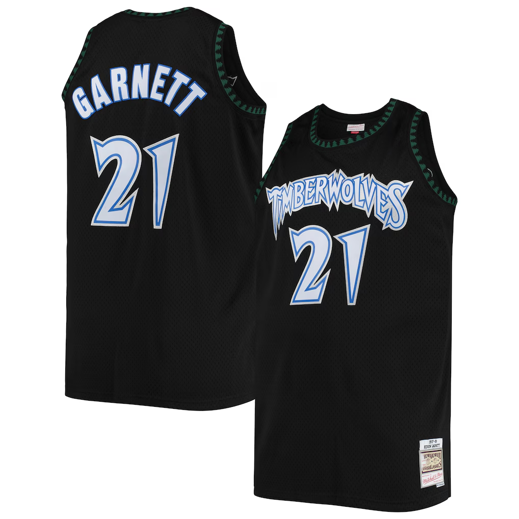 MATTH M.Timberwolves #21 Kevin Garnett Mitchell & Ness Black 1997-1998 Big & Tall Hardwood Classics Swingman Stitched Jerseys
