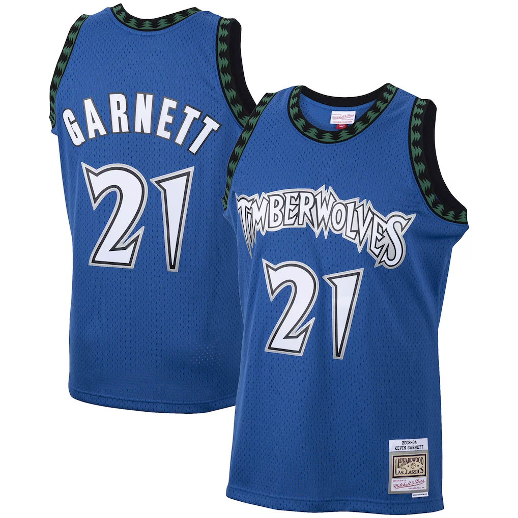 MATTH M.Timberwolves #21 Kevin Garnett Mitchell & Ness Blue 2003-2004 Hardwood Classics Swingman Stitched Jerseys